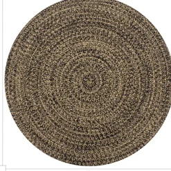 Juuttimatto, Ø90cm, käsinkudottu, musta/luonnollinen kuvio