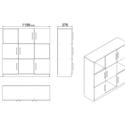 Kaapisto Linento Furniture VO7, tummanruskea/harmaa