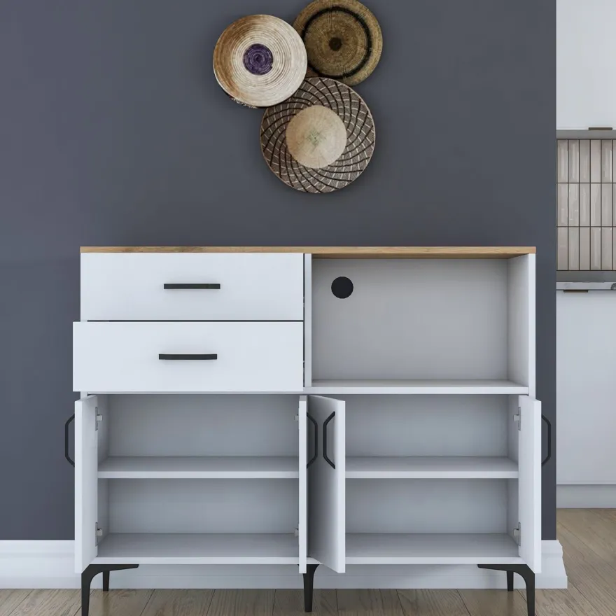 Kaappi Linento Furniture JE206-3898, 120x98.6cm, ruskea/valkoinen