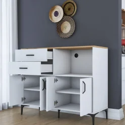 Kaappi Linento Furniture JE206-3898, 120x98.6cm, ruskea/valkoinen