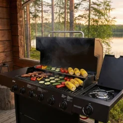 Kaasugrilli Dose Barbeque 10141, 6 poltinta, sivukeitin, musta, Verkkokaupan poistotuote