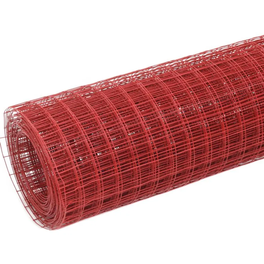 Kanaverkko 19x19mm, teräs, PVC pinnoitteella, 10x1m, punainen