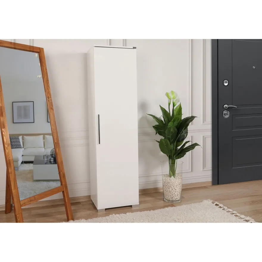 Kapea kaappi Linento Furniture ADR-405-PP-1, 45x169cm, valkoinen