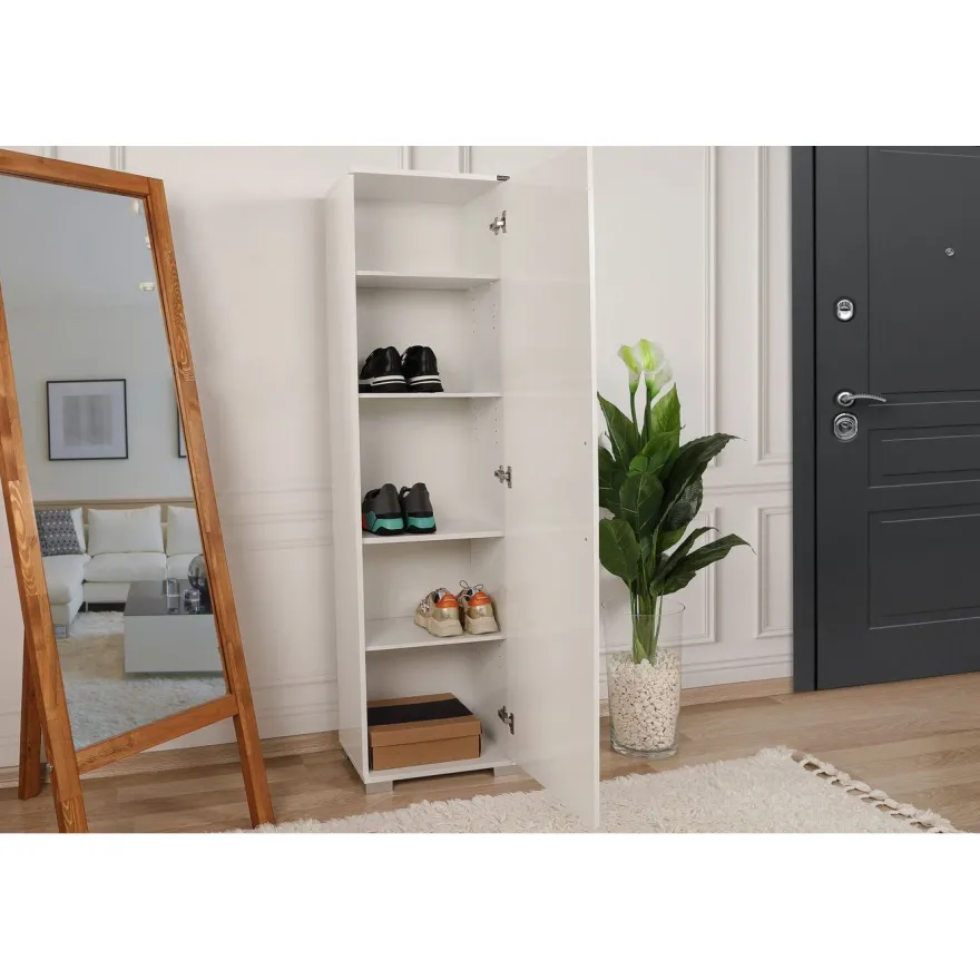 Kapea kaappi Linento Furniture ADR-405-PP-1, 45x169cm, valkoinen