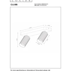 Kattospottivalaisin Lucide Clubs, 2xGU10, eri värejä