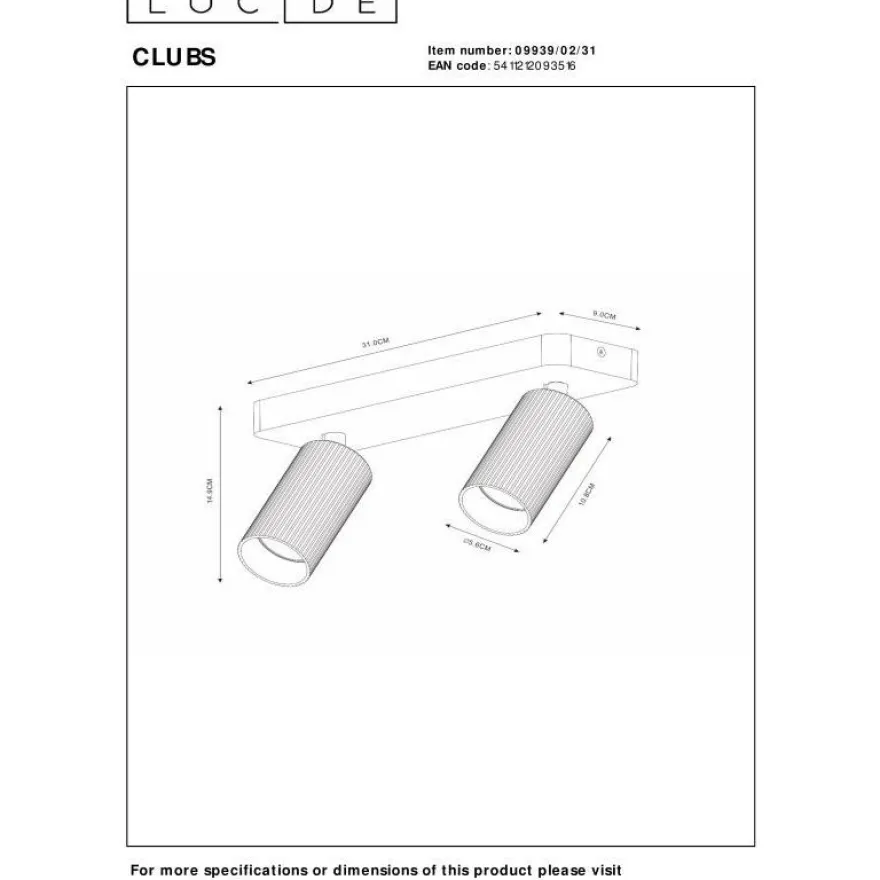 Kattospottivalaisin Lucide Clubs, 2xGU10, eri värejä