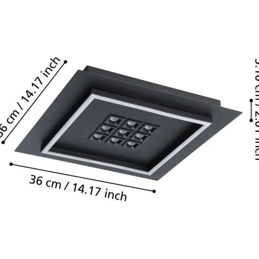 Kattovalaisin Eglo Balazote LED CCT 36x36cm musta