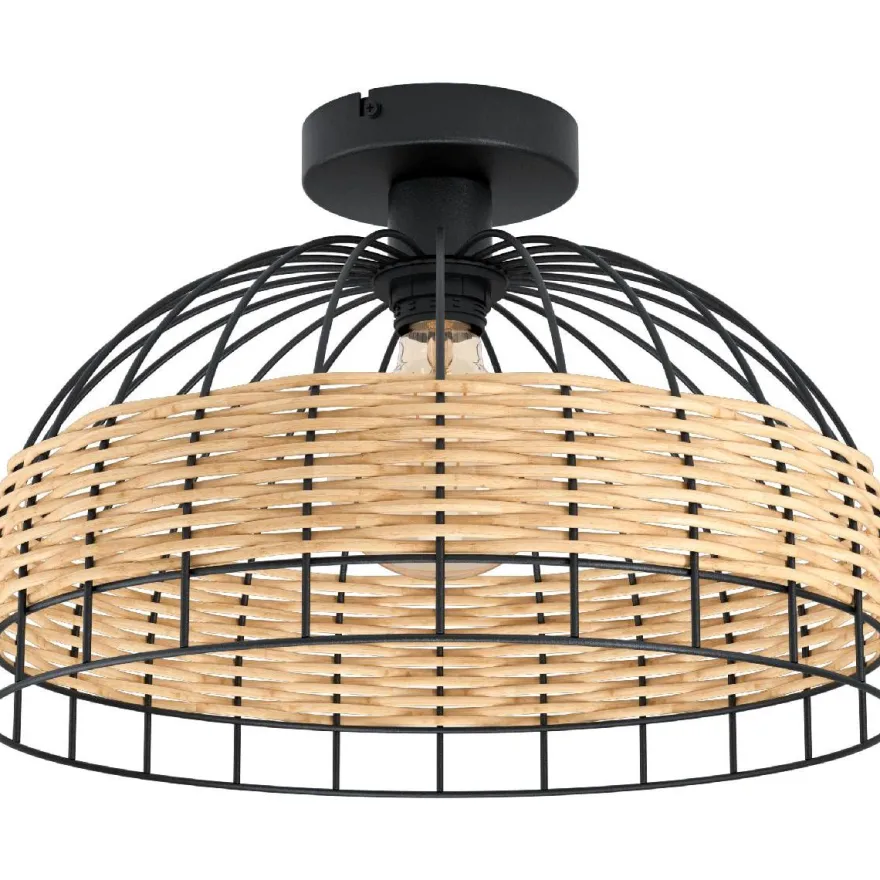 Kattovalaisin Eglo Vintage Anwick Ø380mm, musta/puu