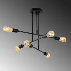 Kattovalaisin Linento Lighting Flower, 75x75cm, 6-osainen, musta