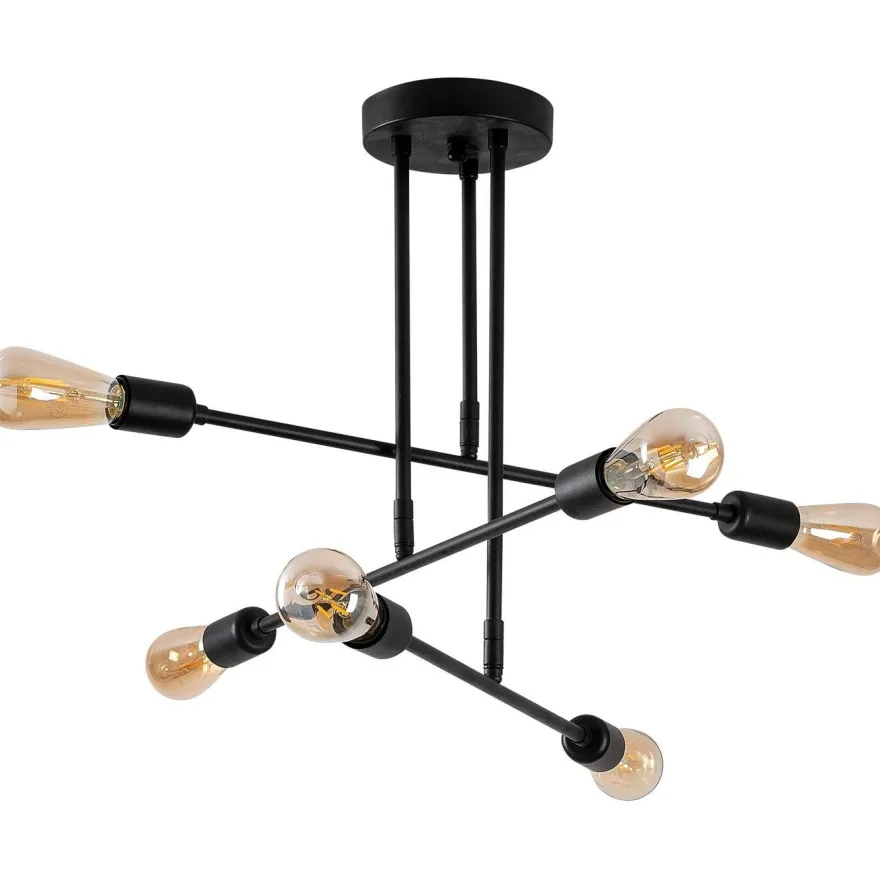 Kattovalaisin Linento Lighting Flower, 75x75cm, 6-osainen, musta