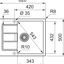 Keittiöallas Franke Sirius S2D 611-62, 620x500mm, Tectonite, valkoinen