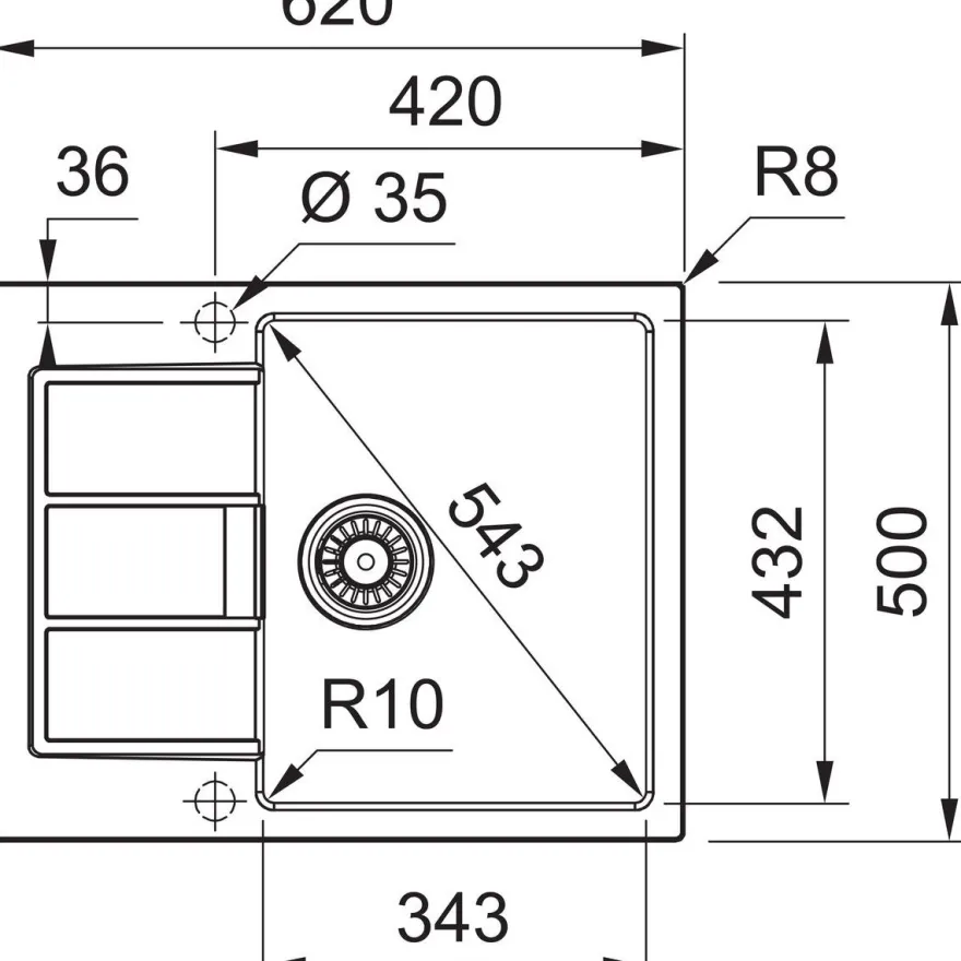 Keittiöallas Franke Sirius S2D 611-62, 620x500mm, Tectonite, valkoinen