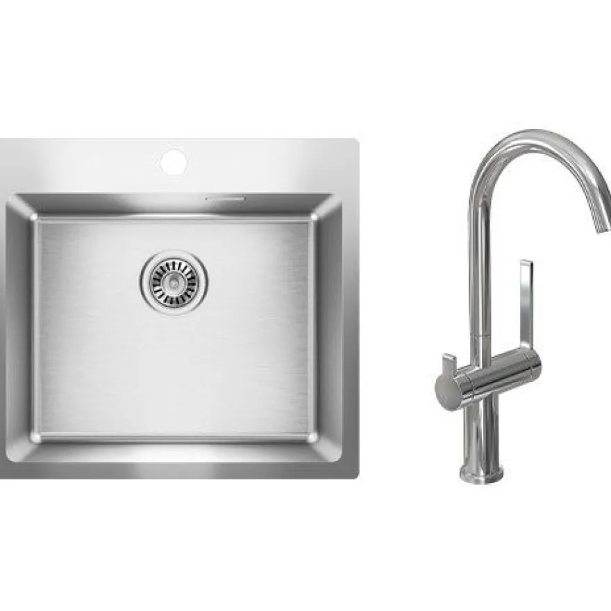 Keittiöallas Lapetek Luna-X 500-IFA 550x505mm rst + keittiöhana Lapetek Round-A, APK-venttiili, kromi