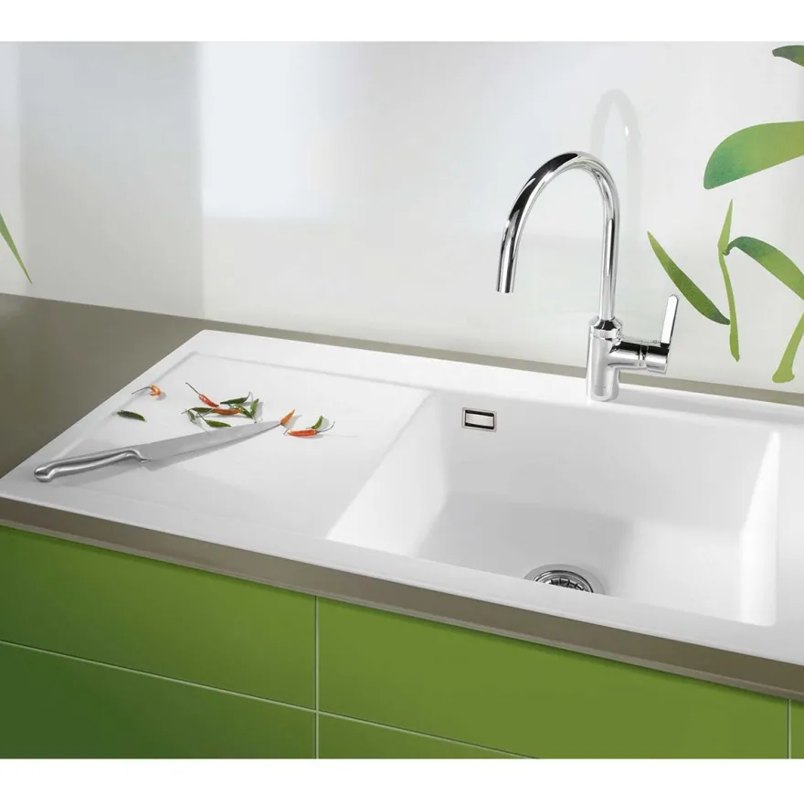 Keittiöallas Lavabo Mera 100 SL, 1000x510mm, vasen, keramiikka, valkoinen, eri pohjaventtiilin värejä