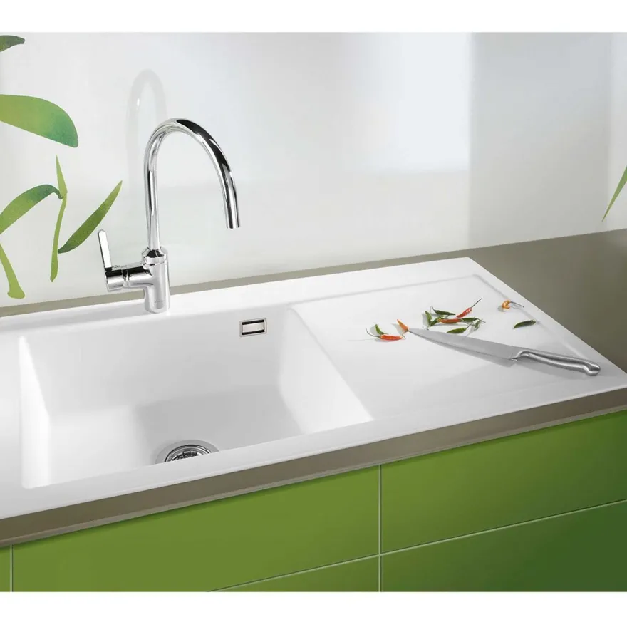 Keittiöallas Lavabo Mera 100 SL, 1000x510mm, vasen, keramiikka, valkoinen, eri pohjaventtiilin värejä