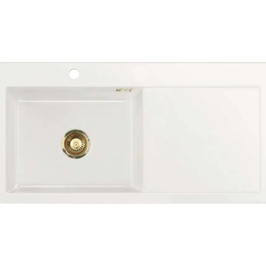 Keittiöallas Lavabo Mera 100 SL, 1000x510mm, vasen, keramiikka, valkoinen, eri pohjaventtiilin värejä