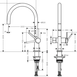 Keittiöhana Hansgrohe Talis M54 220 1jet, APK-liitäntä, ruostumaton teräs