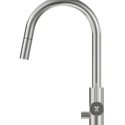 Keittiöhana INOX by Tammiholma Q1, ulosvedettävä juoksuputki ja APK-venttiili, harjattu teräs