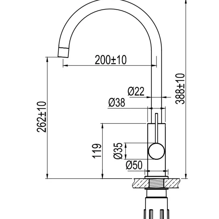 Keittiöhana Scandtap Steel Equip Amber D, APK-liitäntä, kupari
