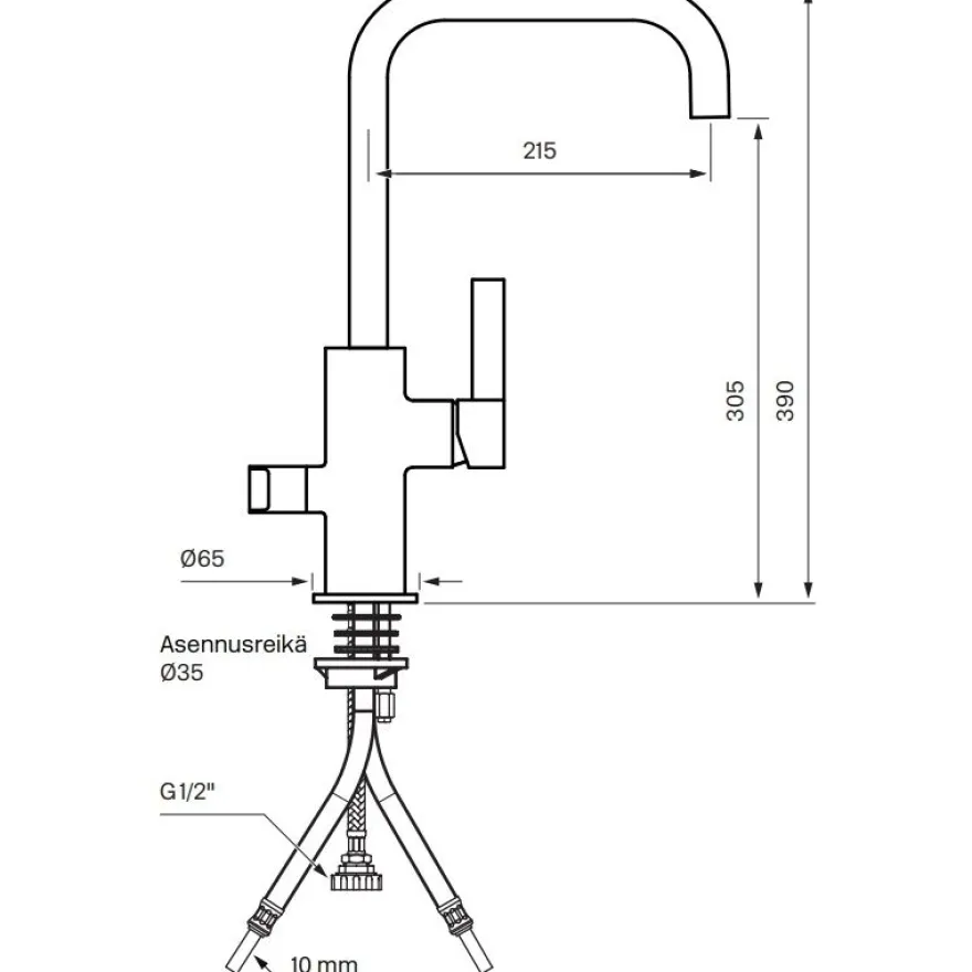 Keittiöhana Tapwell Arman ARM984, APK-liitäntä, Brass