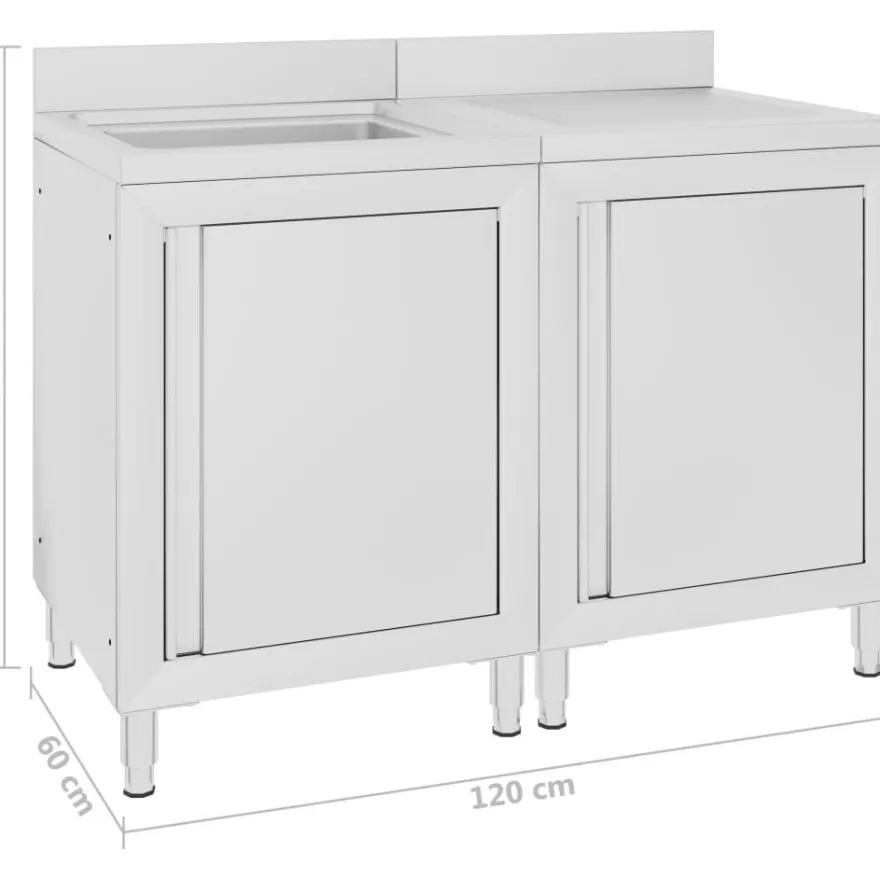 Keittiön tiskiallaskaappi 120x60x96 cm ruostumaton teräs