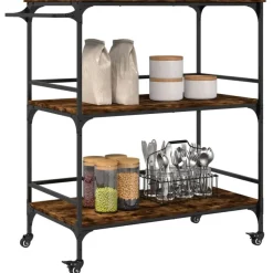Keittiövaunu teknisestä puusta, 100,5x50x105 cm, eri värejä (32996)