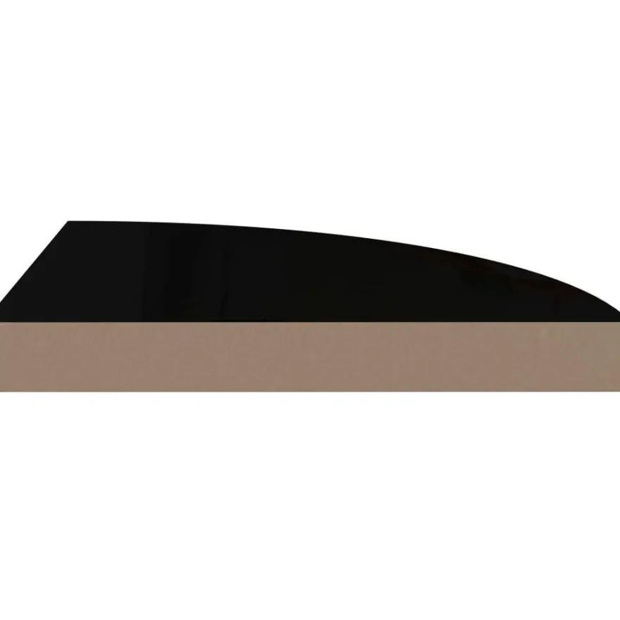 Kelluva kulmahylly korkeakiilto musta 35x35x3,8 cm mdf