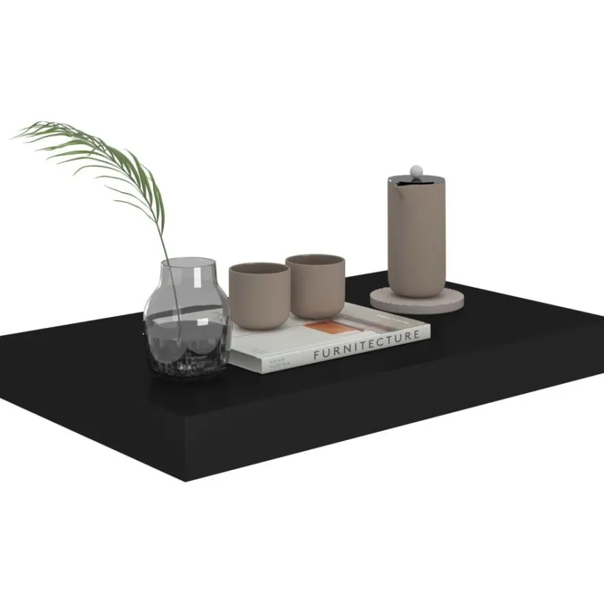 Kelluva seinähylly musta 40x23x3,8 cm mdf