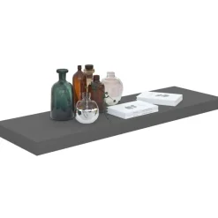 Kelluvat seinähyllyt 2kpl korkeakiilto harmaa 80x23,5x3,8 cm
