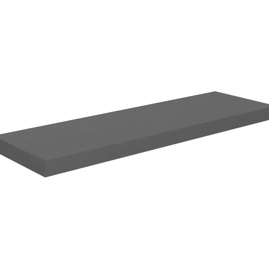 Kelluvat seinähyllyt 2kpl korkeakiilto harmaa 80x23,5x3,8 cm