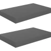 Kelluvat seinähyllyt 2 kpl korkeakiilto harmaa 40x23x3,8 cm