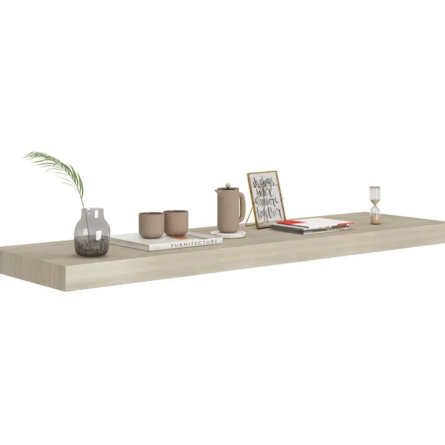 Kelluvat seinähyllyt 2 kpl tammi 90x23,5x3,8 cm mdf