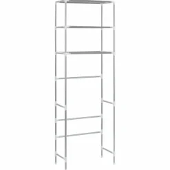 3-kerroksinen säilytyshylly wc-pytyn ylle hopea 53x28x169 cm