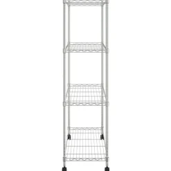 4-kerroksinen varastohylly pyörillä 90x35x142 cm kromi 200 kg