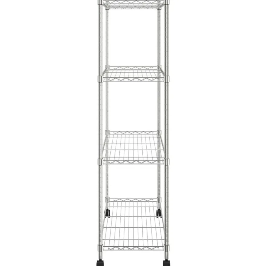 4-kerroksinen varastohylly pyörillä 90x35x142 cm kromi 200 kg