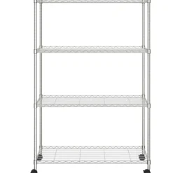 4-kerroksinen varastohylly pyörillä 90x35x142 cm kromi 200 kg