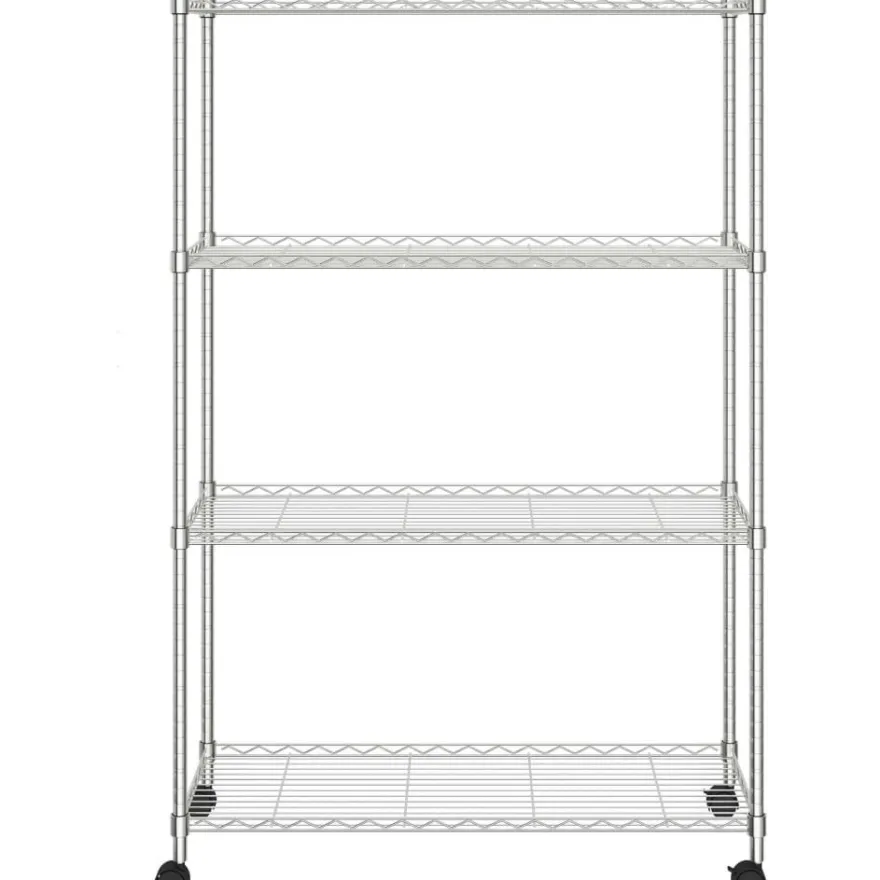 4-kerroksinen varastohylly pyörillä 90x35x142 cm kromi 200 kg