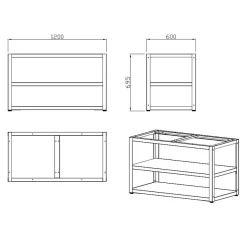 Kesäkeittiön perusmoduuli Myoutdoorkitchen, 120 cm, 2 moduulia, musta