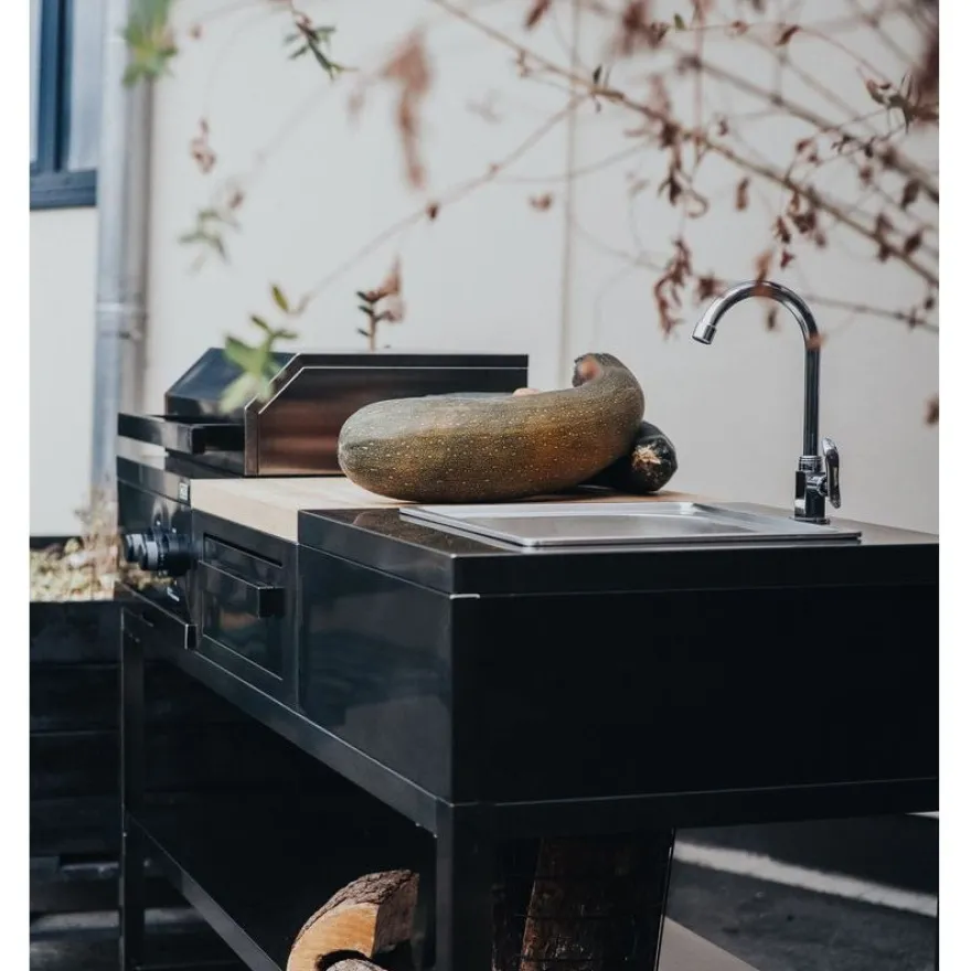 Kesäkeittiön perusmoduuli Myoutdoorkitchen, 120 cm, 2 moduulia, musta
