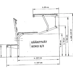 KIKKA lauderunkosarja, seinälle kääntyvä, alumiininen, eri kokovaihtoehtoja