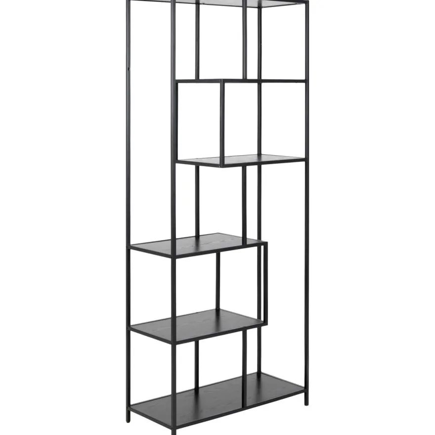 Kirjahylly Home4You SEAFORD 77x35xK185 cm, musta