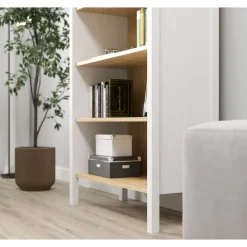 Kirjahylly Linento Furniture FRN-20068, 83x194cm, ruskea/valkoinen
