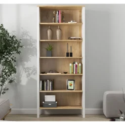 Kirjahylly Linento Furniture FRN-20068, 83x194cm, ruskea/valkoinen