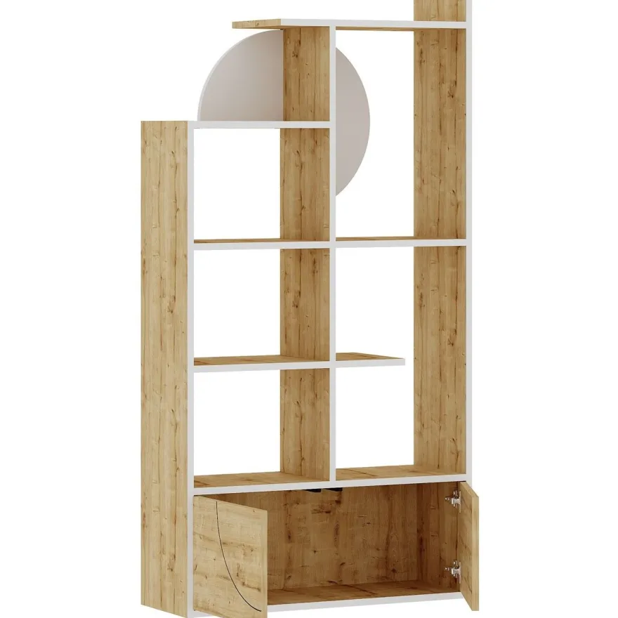 Kirjahylly Linento Furniture Half, valkoinen/tammi