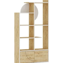 Kirjahylly Linento Furniture Half, valkoinen/tammi