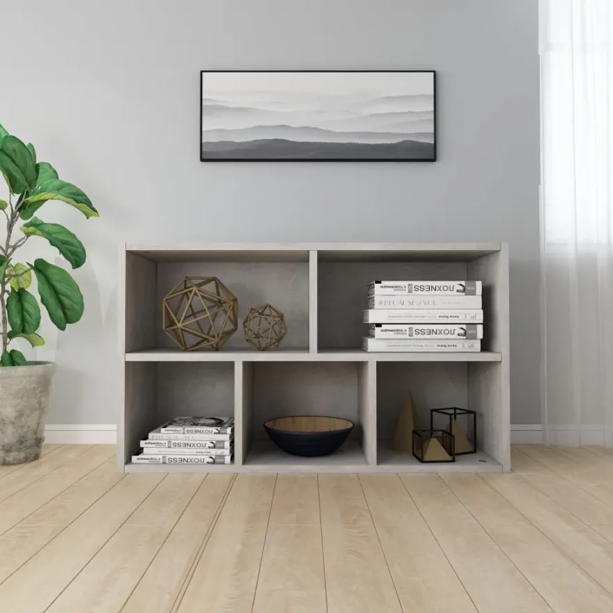 Kirjahylly/senkki betoninharmaa 45x25x80 cm lastulevy