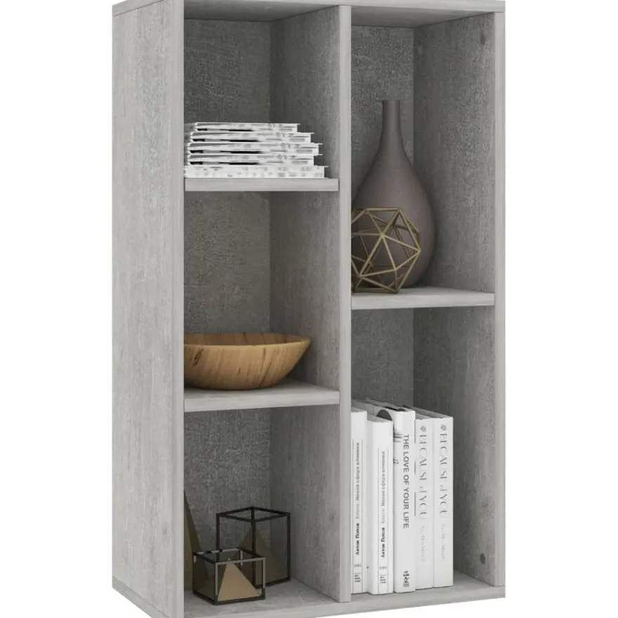 Kirjahylly/senkki betoninharmaa 45x25x80 cm lastulevy