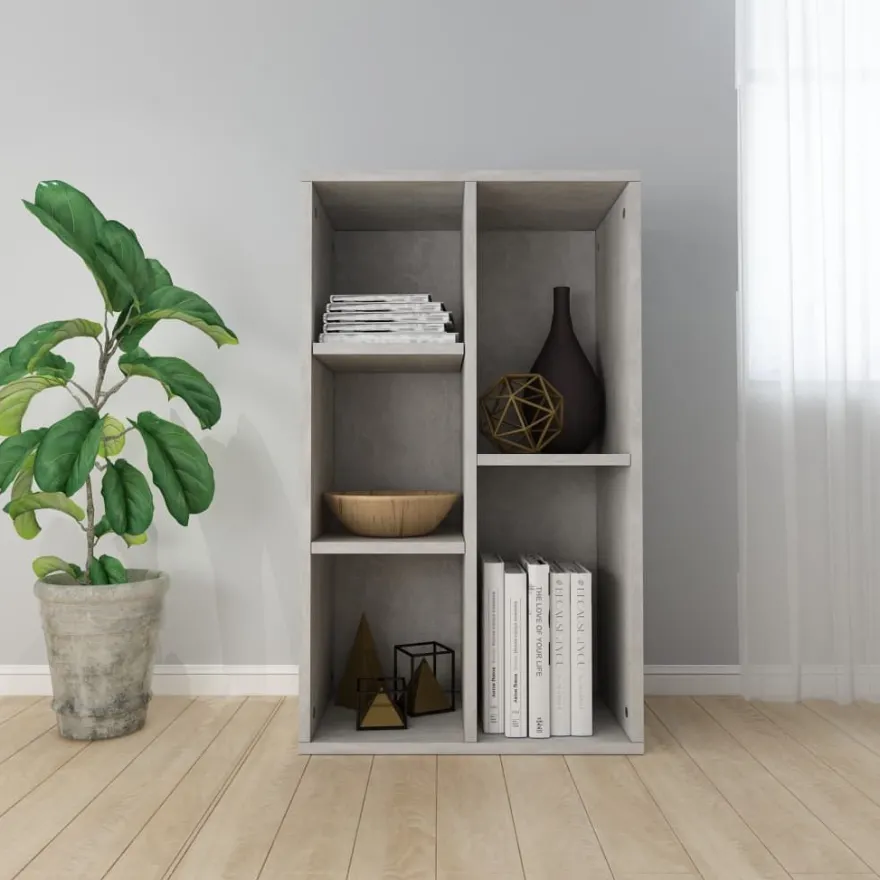 Kirjahylly/senkki betoninharmaa 45x25x80 cm lastulevy
