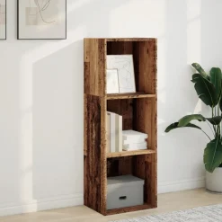 Kirjahylly vanha puu 40x30x114 cm tekninen puu (57874)