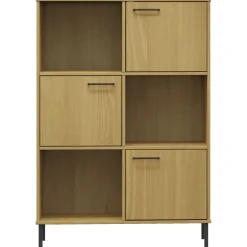 Kirjakaappi Oslo 90x35x128,5cm, metallijalat, täyspuu, eri värejä